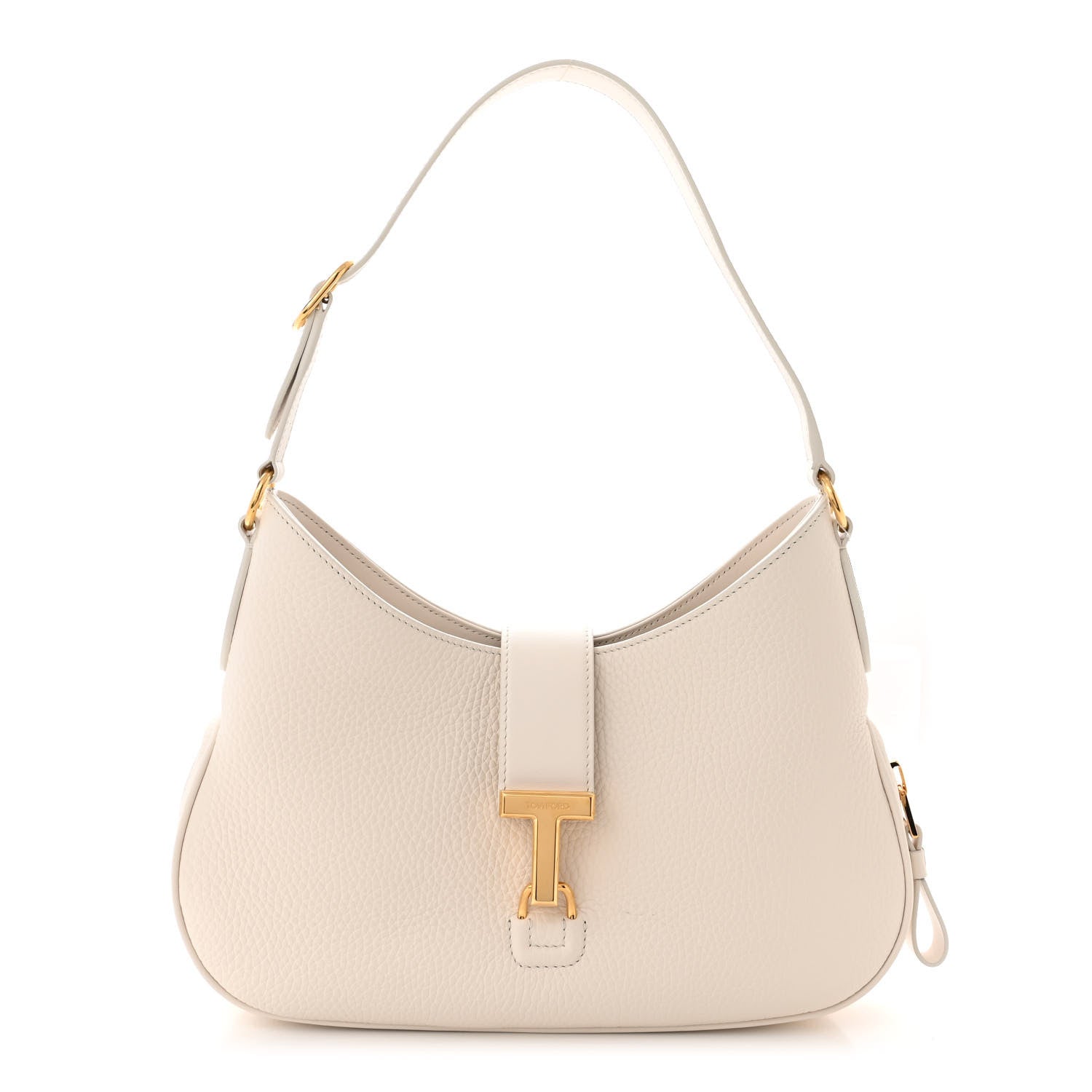 Tom Ford Pebbled Calfskin Monarch Hobo Bag Chalk 1 of 12