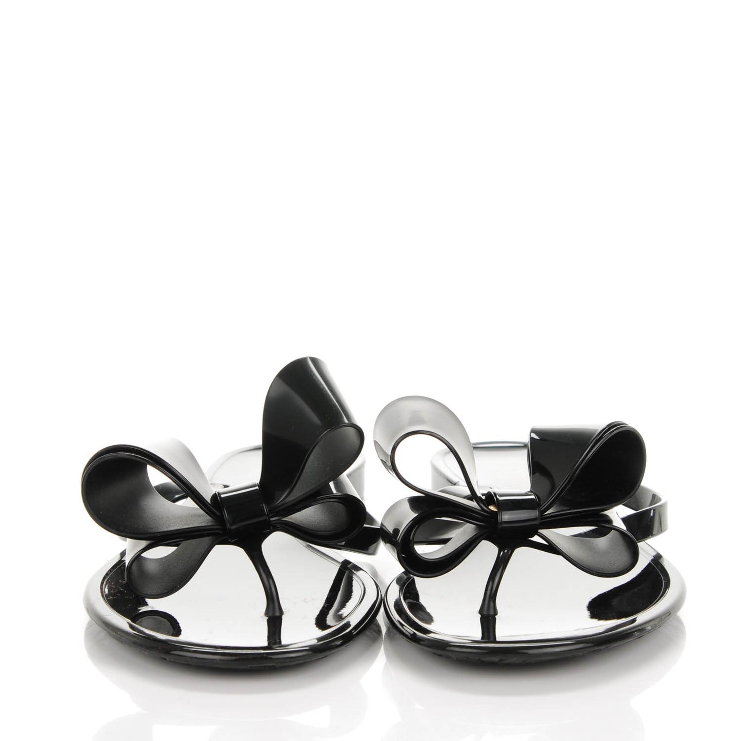 PVC Jellow Bow Thong Sandals 41 Black