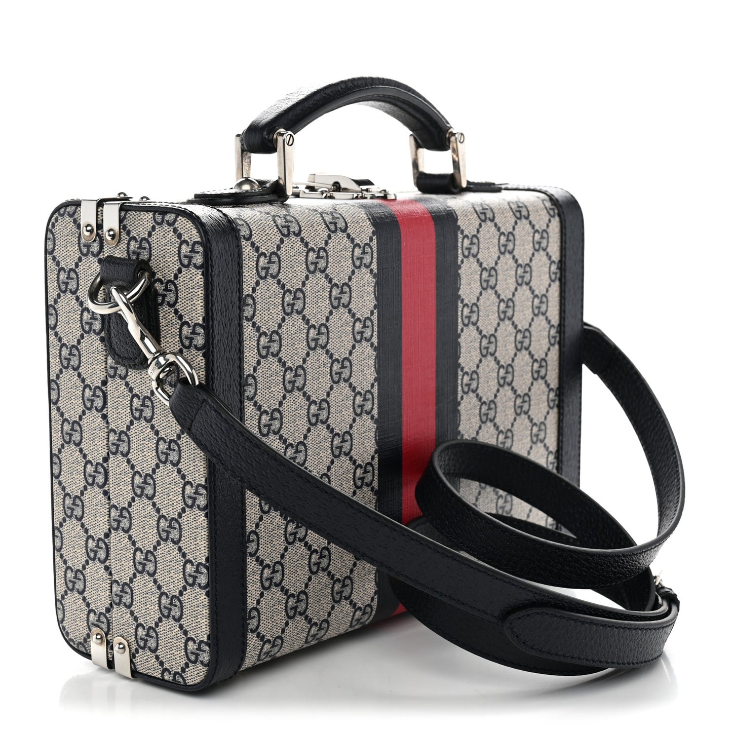 GG Supreme Monogram Web Savoy Medium Top Handle Beauty Case Beige Blue