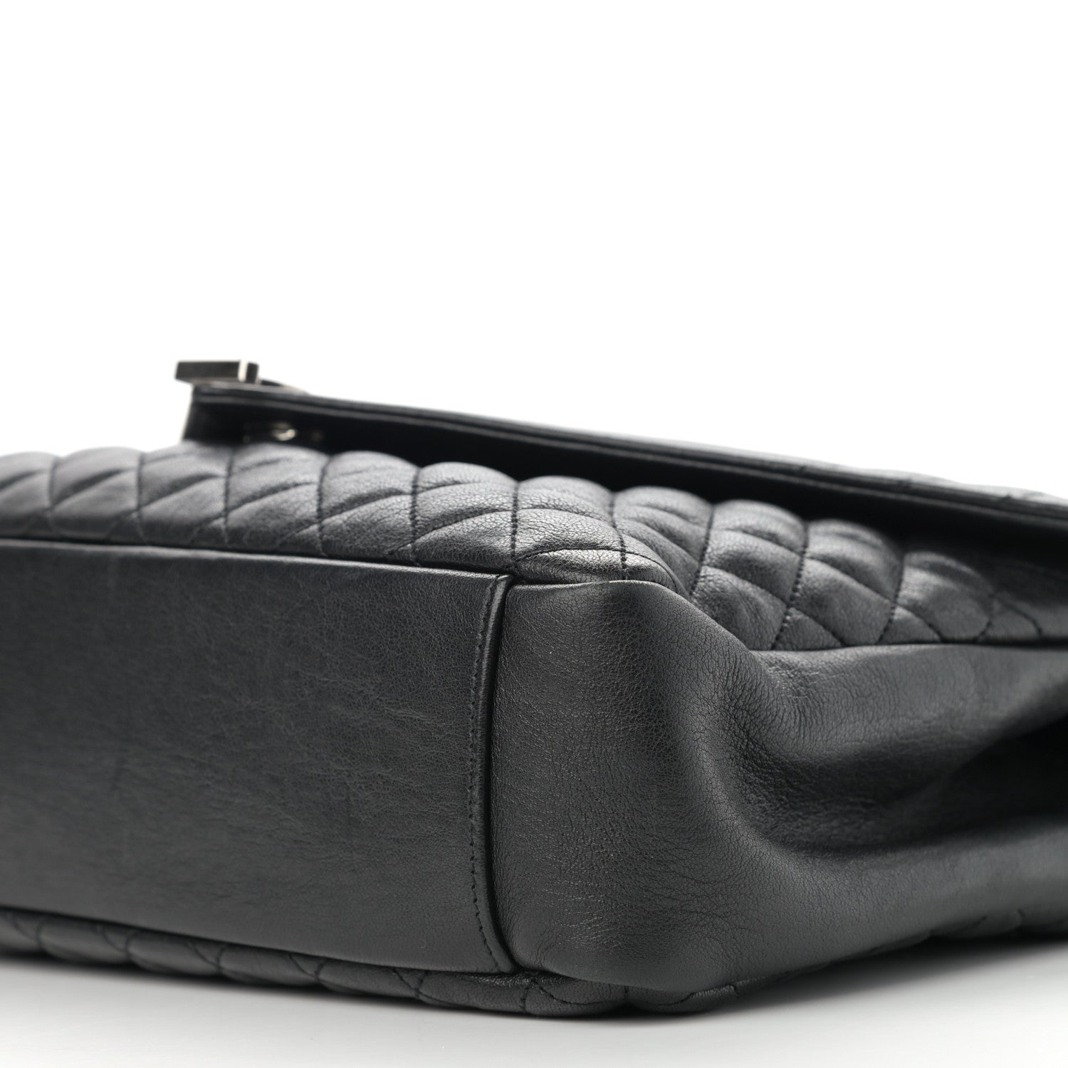 Saint Laurent Calfskin Mixed Matelasse Triquilt Large Monogram Satchel Black 11 of 12