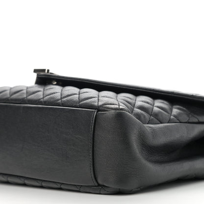 Saint Laurent Calfskin Mixed Matelasse Triquilt Large Monogram Satchel Black 11 of 12