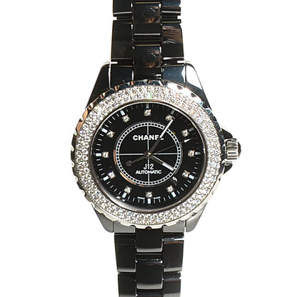 Chanel Stainless Steel Ceramic Diamond Pave Bezel 41mm J12 Automatic Watch Black 1 of 7