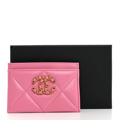 Chanel Lambskin Quilted Chanel 19 Card Holder Pink 9 of 9
