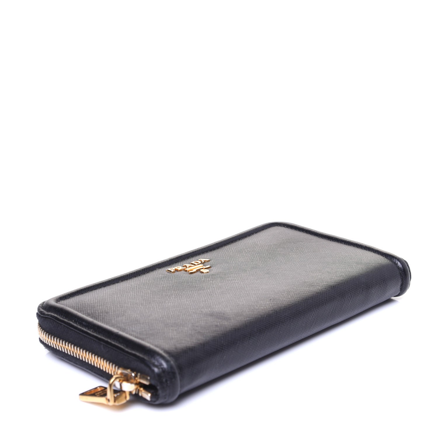 Prada Saffiano Metal Zip Around Wallet Black 4 of 9