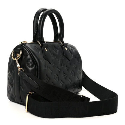 Louis Vuitton Lambskin Embossed Monogram Speedy 22 Bandouliere Black 3 of 9