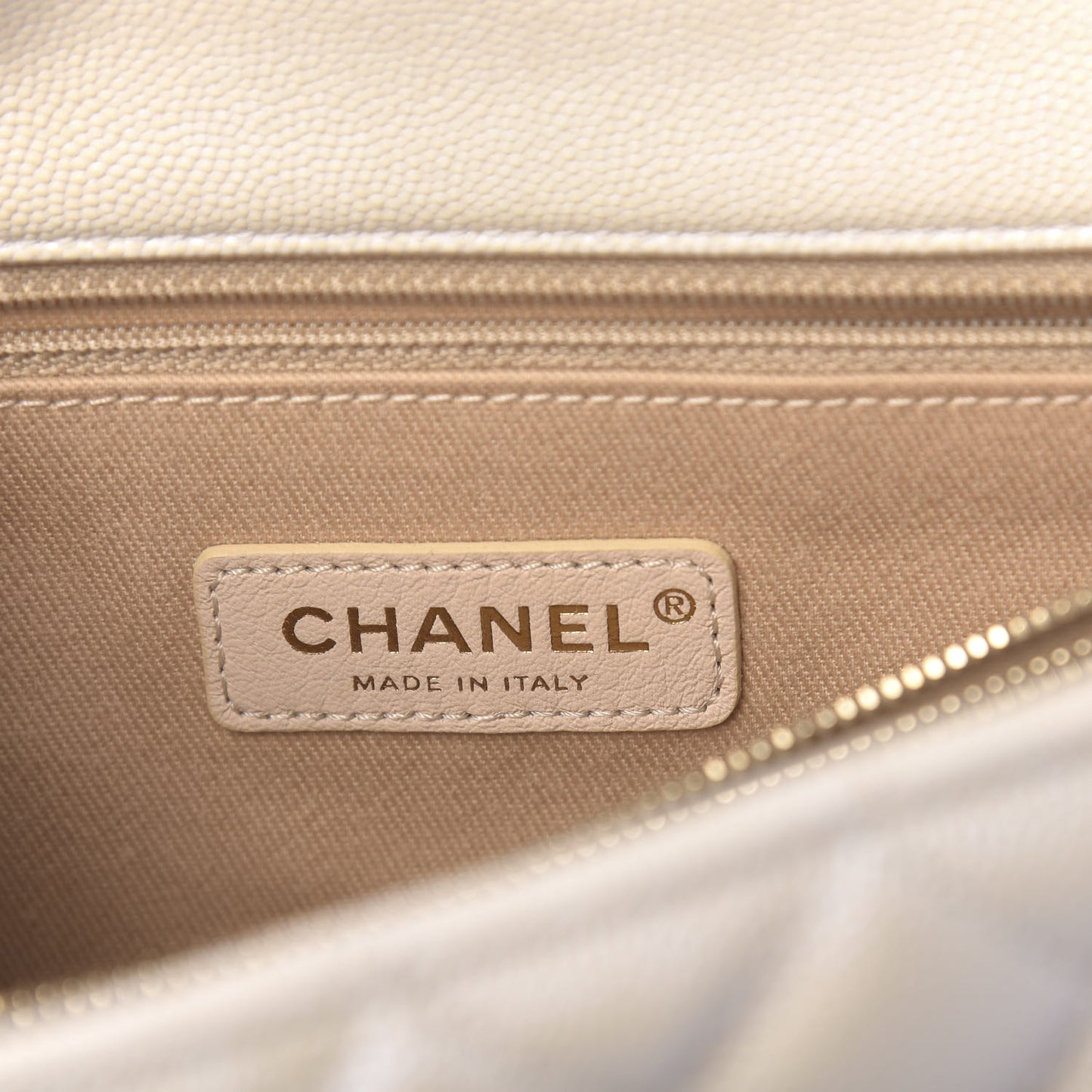 Iridescent Caviar Quilted Small Coco Handle Flap White