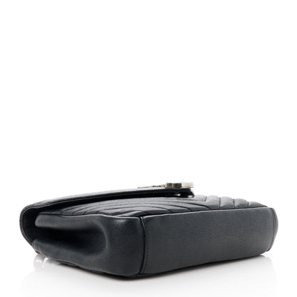 Saint Laurent Sheepskin Matelasse Chevron Monogram Medium College Bag Black 4 of 11