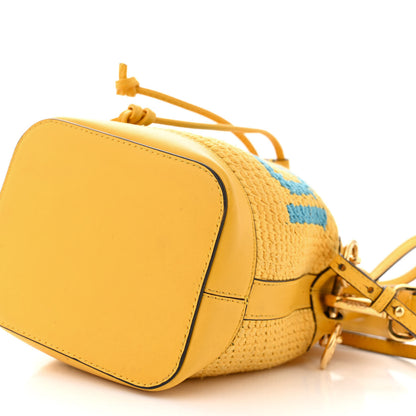 Fendi Crochet Vitello King F is Fendi Logo Woven Mini Mon Tresor Bucket Bag Mimosa Cyber Blue 10 of 12