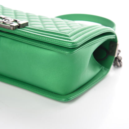 Chanel Metallic Calfskin Quilted Medium Boy Flap Green 9 of 9