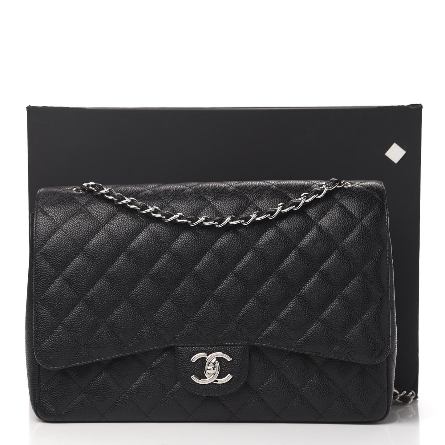 Caviar Quilted Maxi Double Flap Black