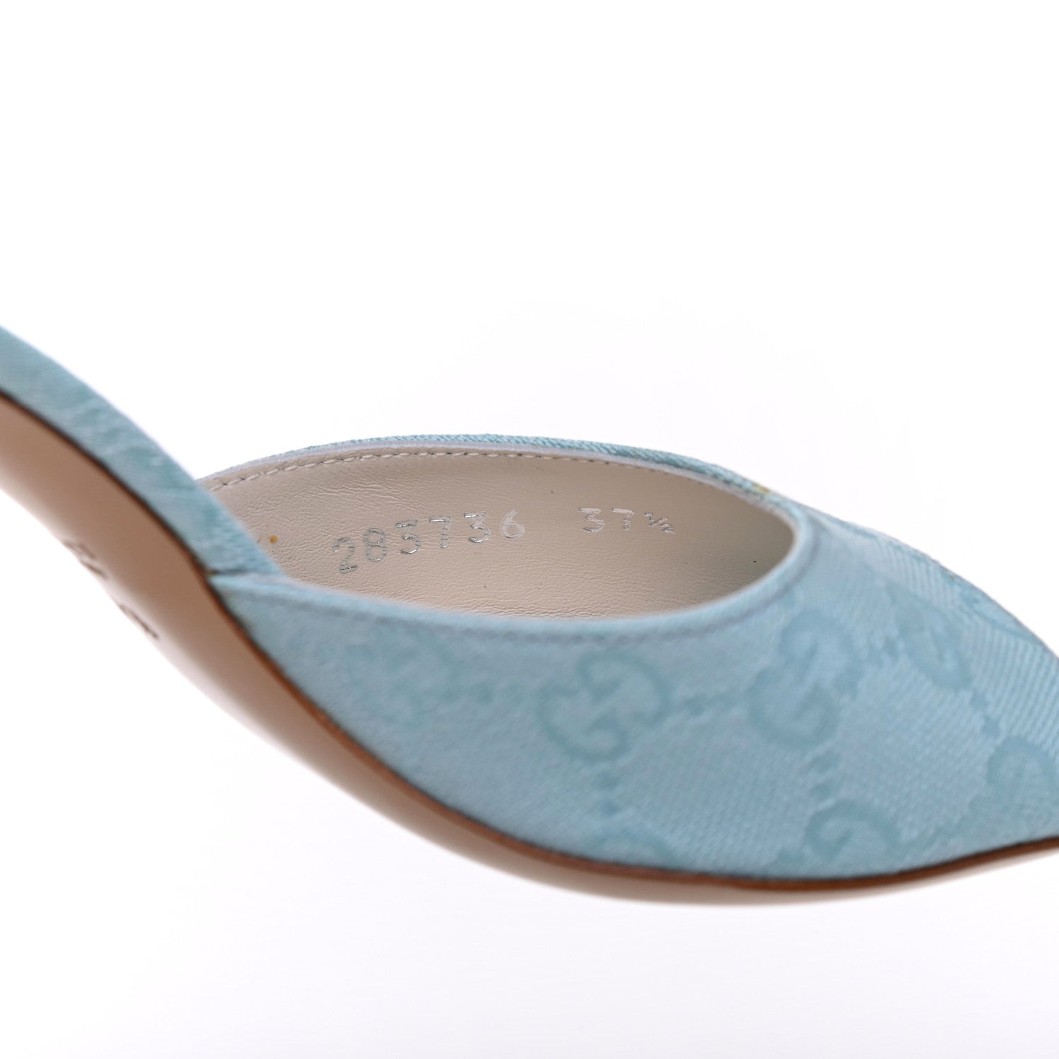 Gucci Monogram Mid Heel Slides 37.5 Sea Blue 8 of 11