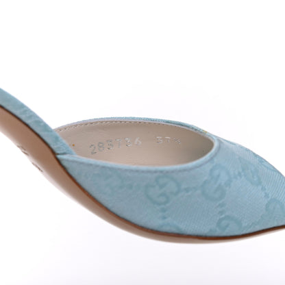 Gucci Monogram Mid Heel Slides 37.5 Sea Blue 8 of 11