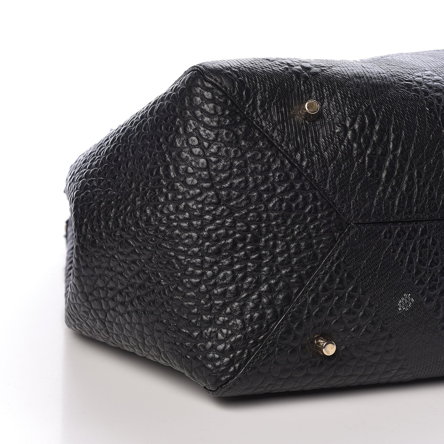 Burberry Signature Grain Calfskin Check Embossed Small Canterbury Tote Black 9 of 11