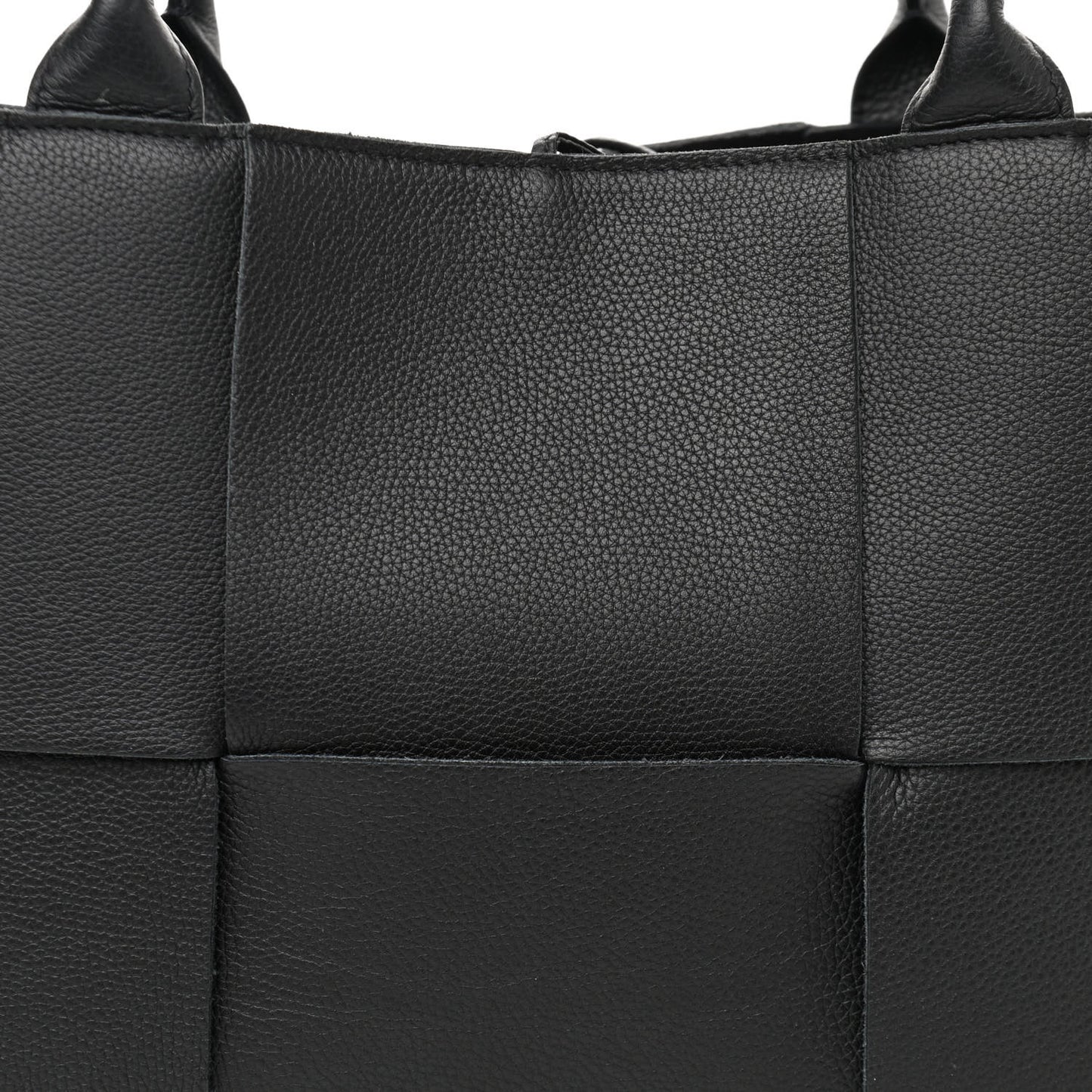 Grained Calfskin Maxi Intrecciato Arco Tote Black
