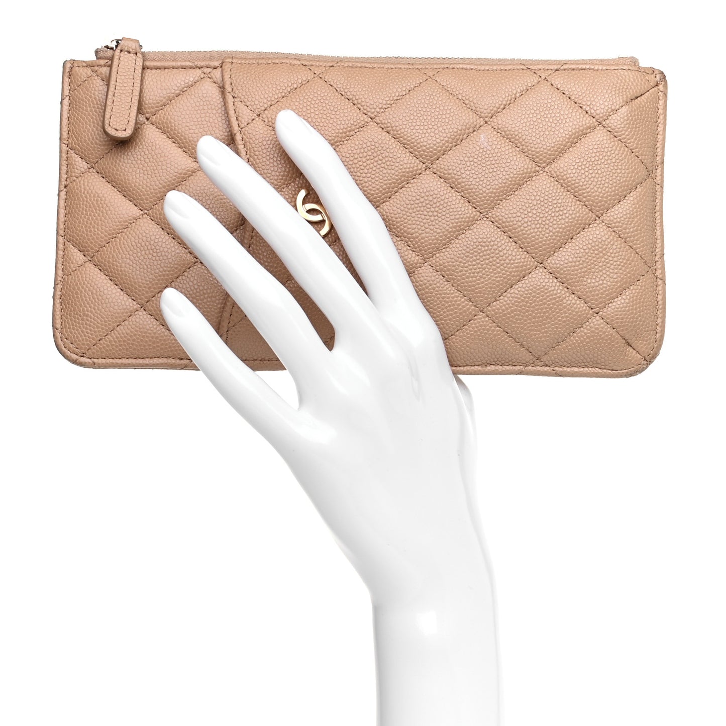 Caviar Quilted Classic iPhone Pouch Beige