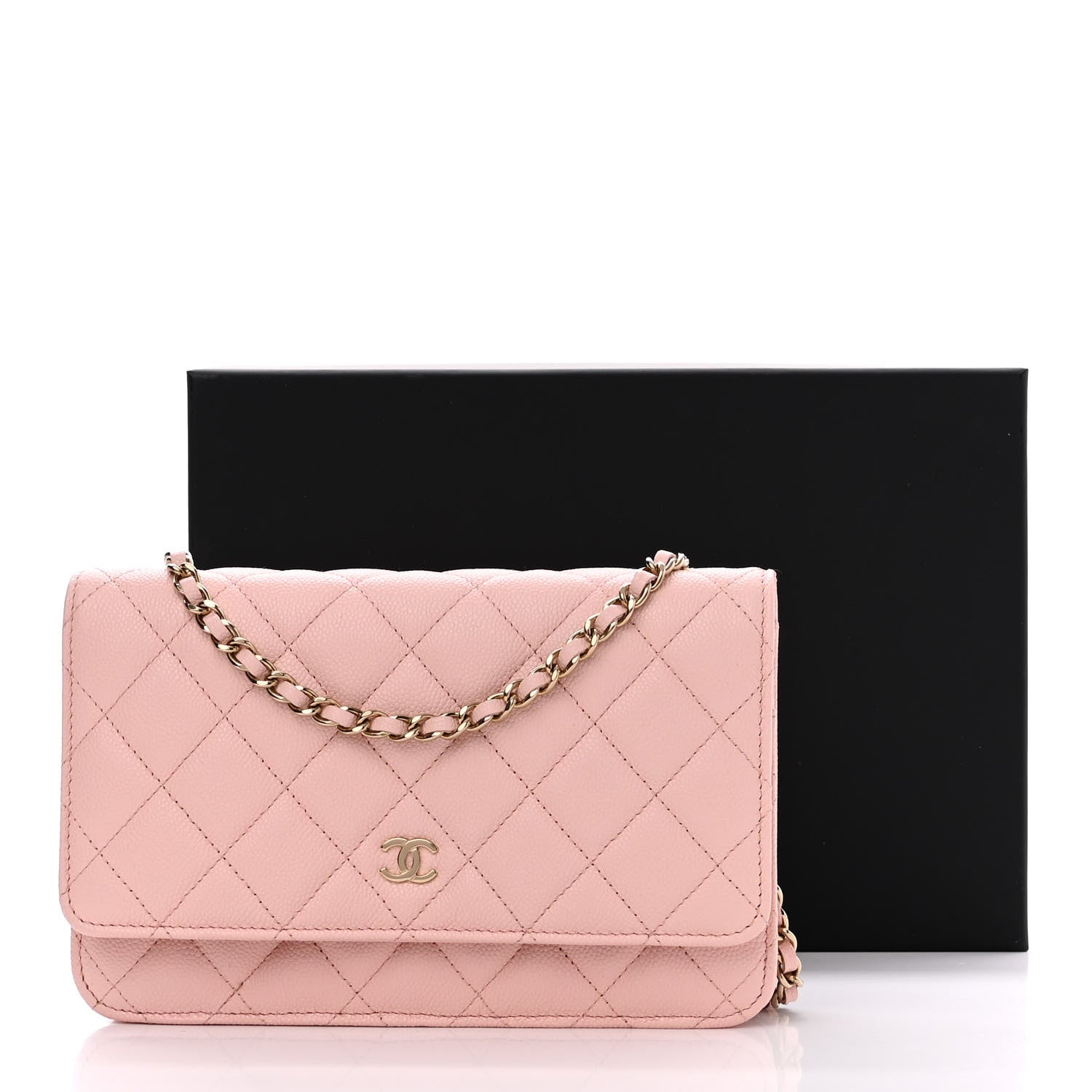 Chanel Caviar Quilted Wallet on Chain WOC Light Pink 13 of 13