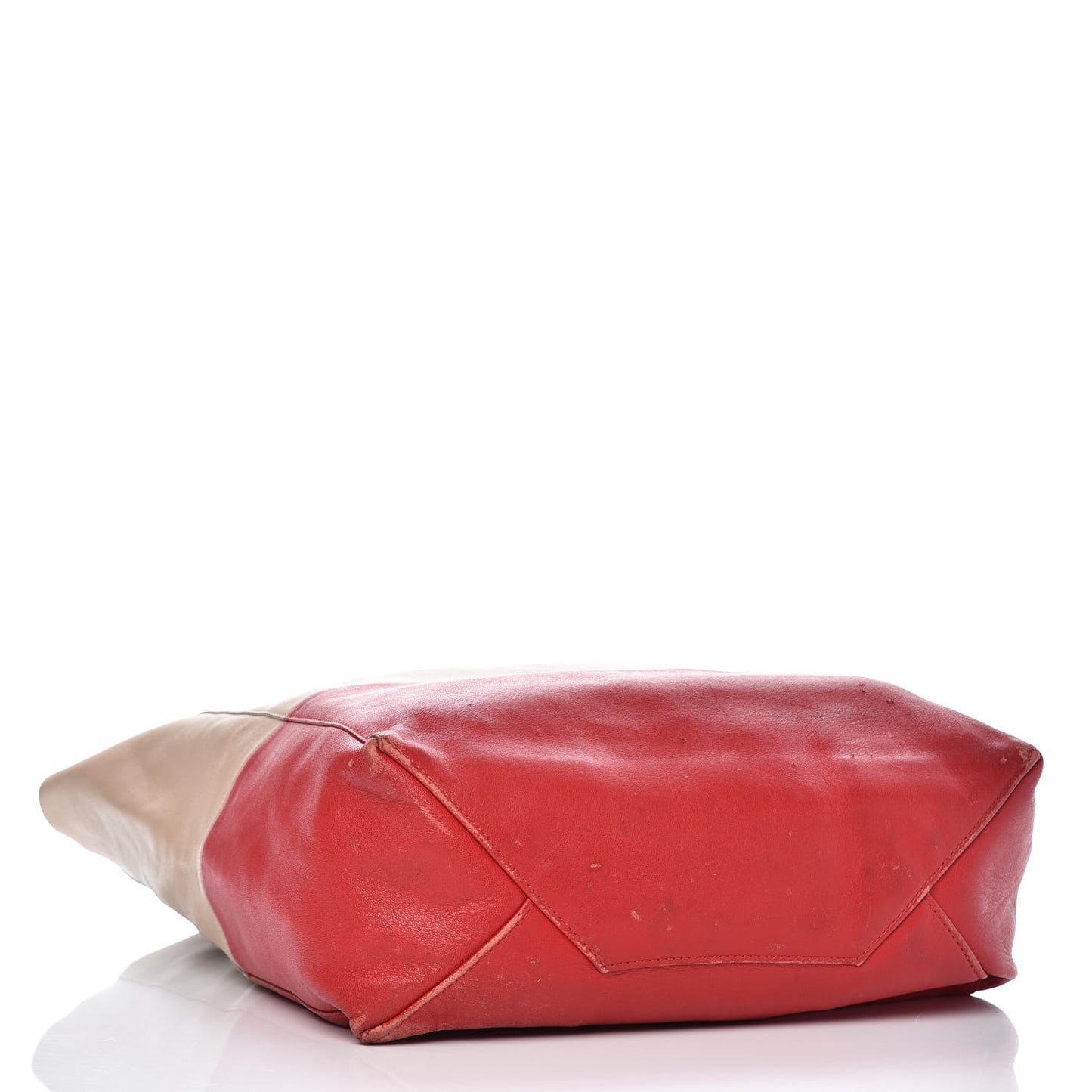 Lambskin Vertical Bi-Cabas Beige Red