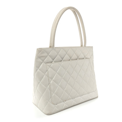 Chanel Caviar Quilted Medallion Tote White 3 of 12