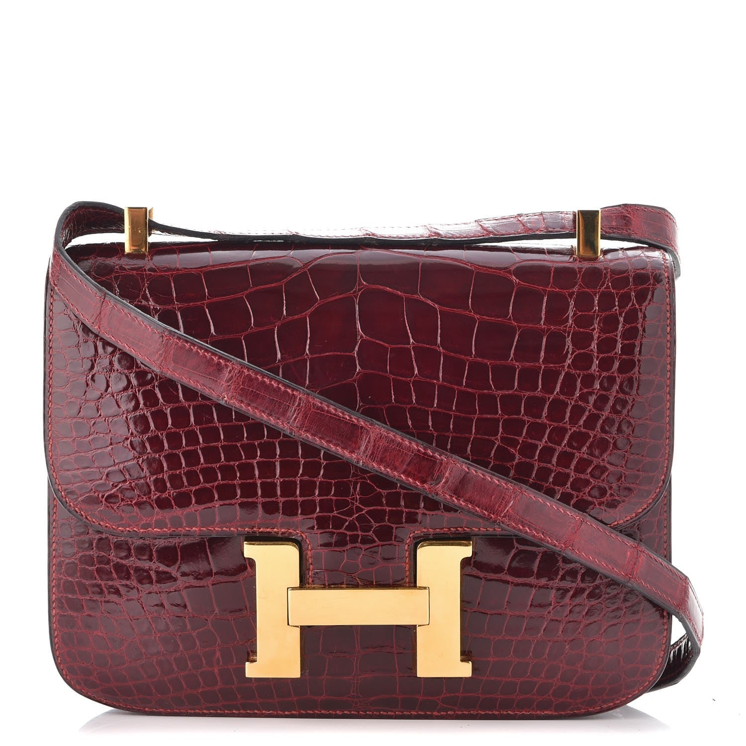 Hermes Shiny Alligator Constance 23 Bordeax 1 of 18