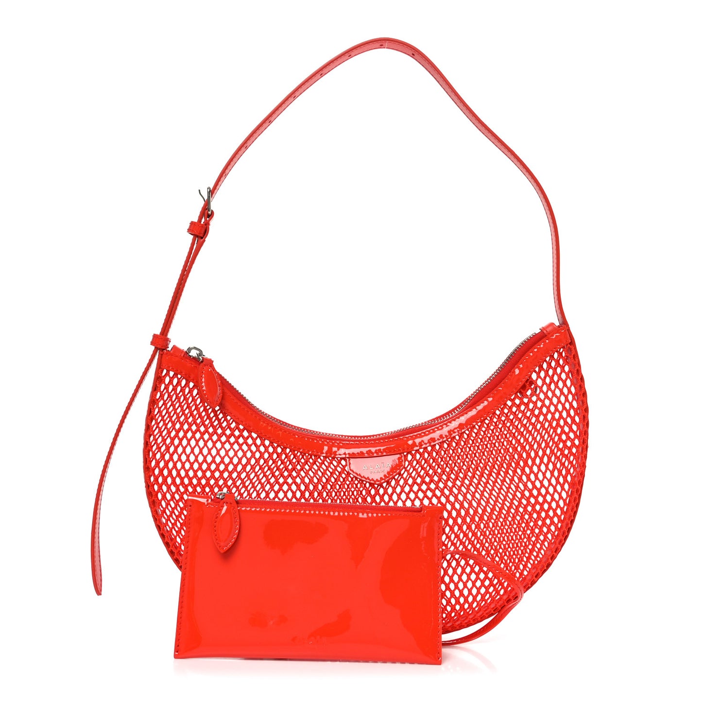 Net Patent Calfskin One Piece Demi Lune Orange