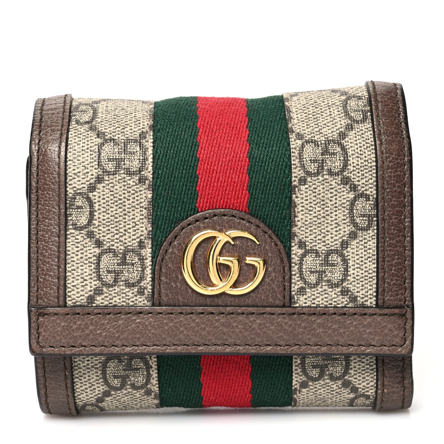 GG Supreme Monogram Web Ophidia French Flap Wallet Beige New Acero