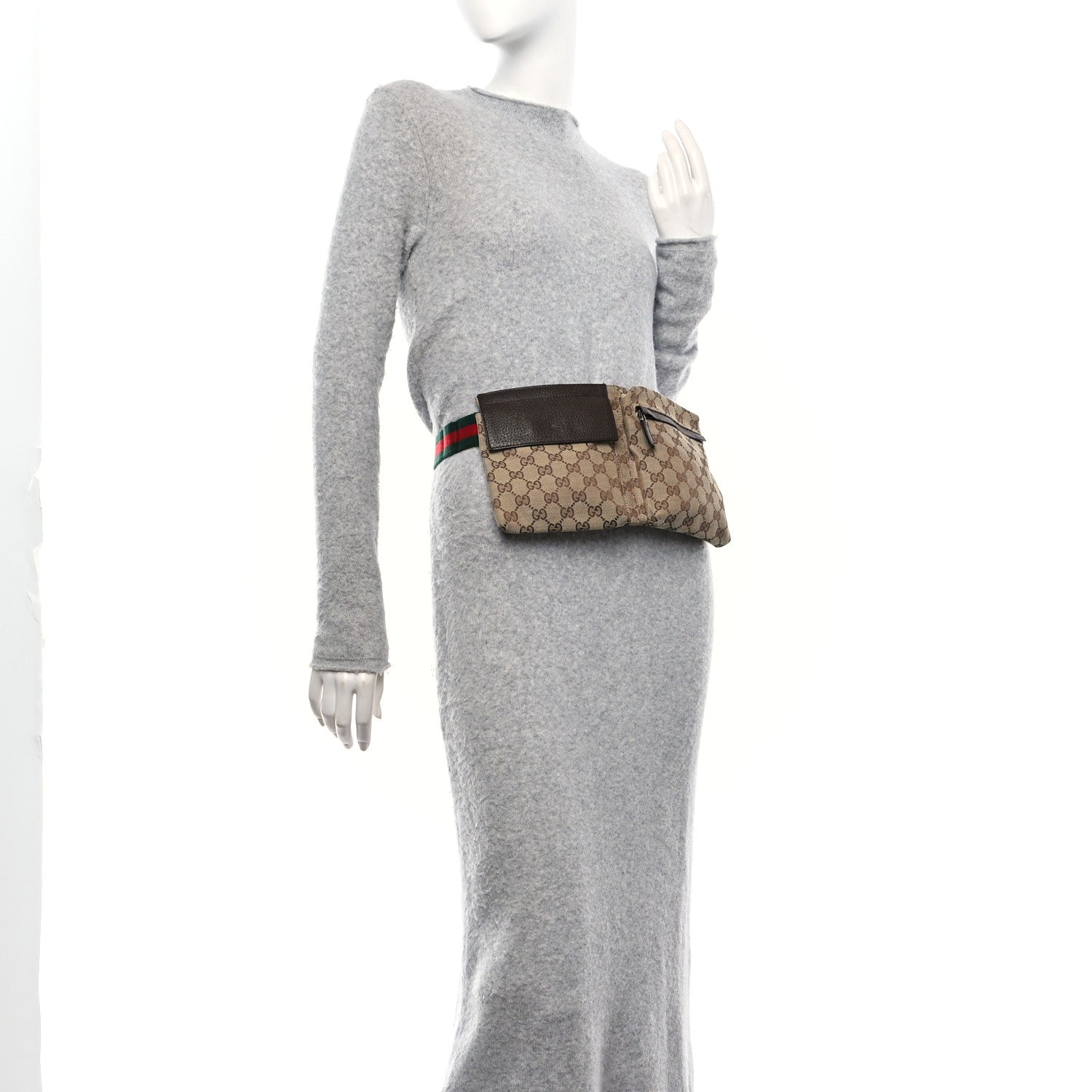 Gucci GG Monogram Double Pocket Belt Bag Dark Brown 3 of 9