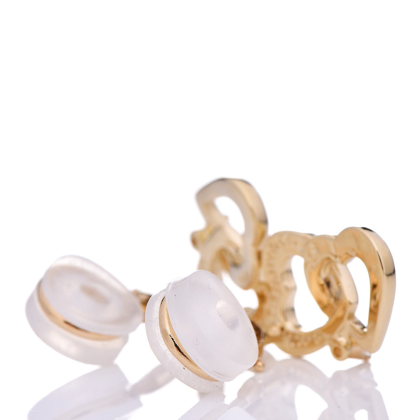 18K Yellow Gold Diamond Double Heart Clip On Earrings