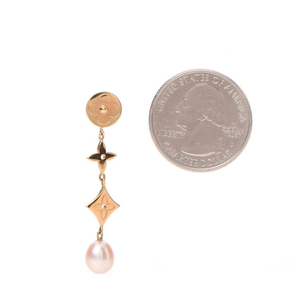 Louis Vuitton 18K Yellow Gold Pearl Idylle Blossom Monogram Drop Earrings 2 of 5