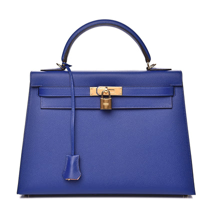 Hermes Epsom Horseshoe Kelly Sellier 32 Bleu Electrique Rose Sakura 1 of 31