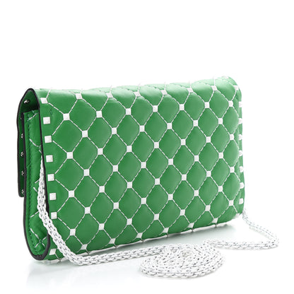 Valentino Garavani Lambskin Free Rockstud Spike Wallet On Chain Peppermint 3 of 8