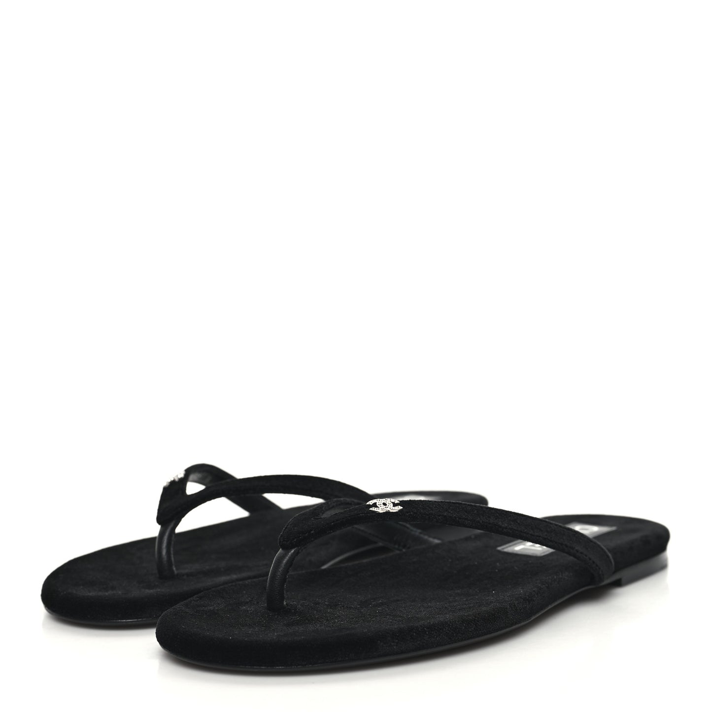 Velvet Crystal CC Thong Sandals 38 Black