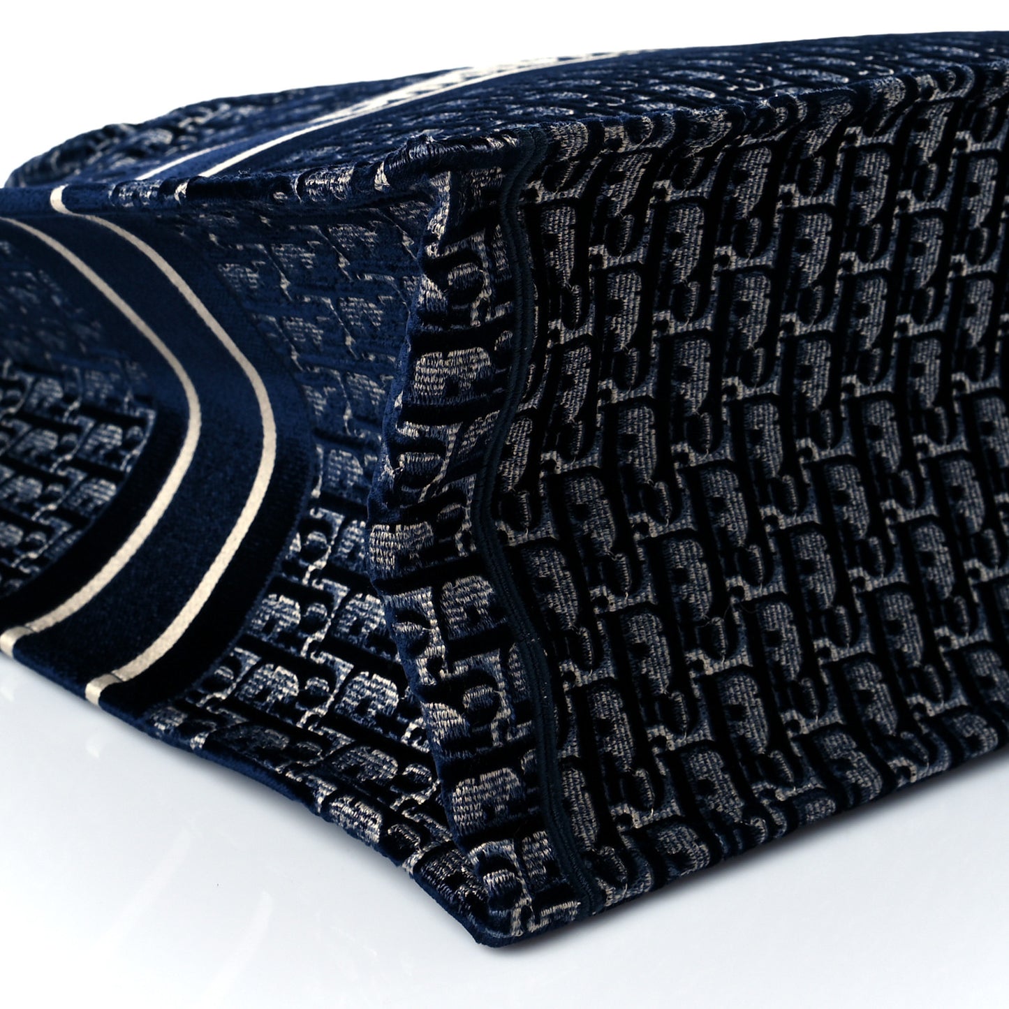 Oblique Velvet Book Tote Blue Multicolor