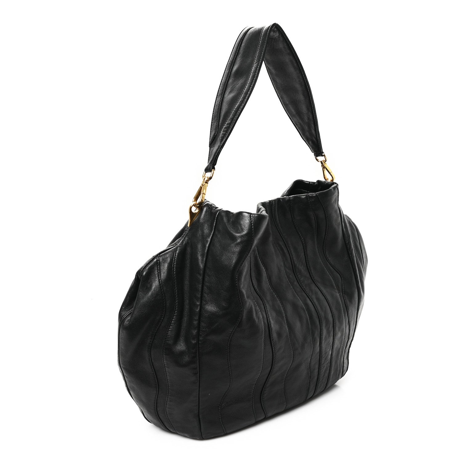 Prada Nappa Stripes Hobo Black 3 of 10