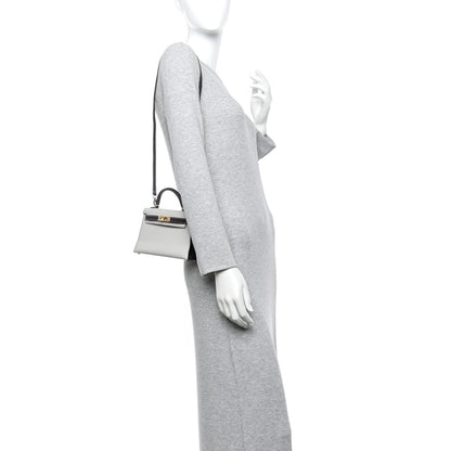 Hermes Chevre Mysore Horseshoe Mini Kelly Sellier 20 Gris Perle Raisin 2 of 9