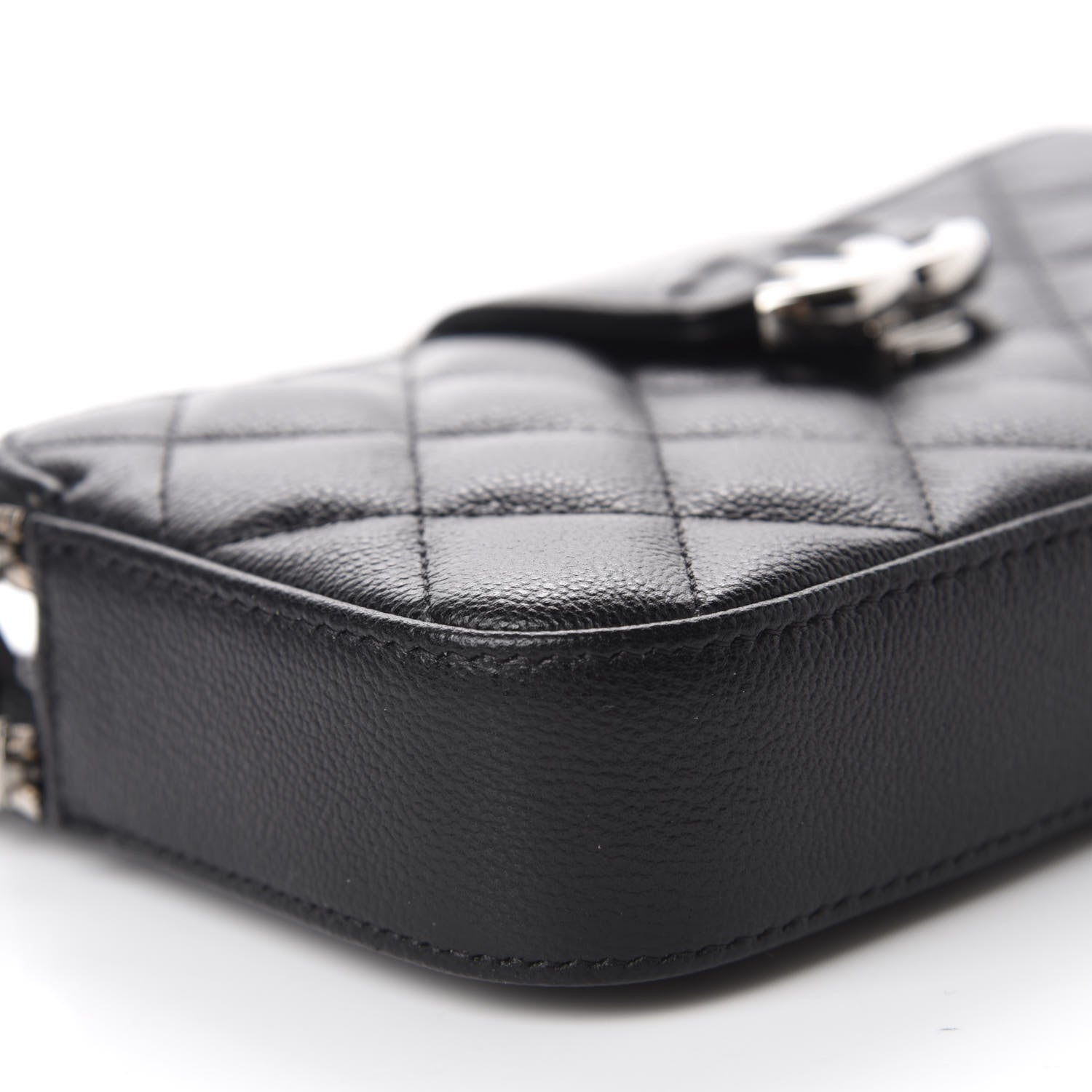Chanel Grained Calfskin Quilted CC Box Clutch With Chain Black 6 of 12