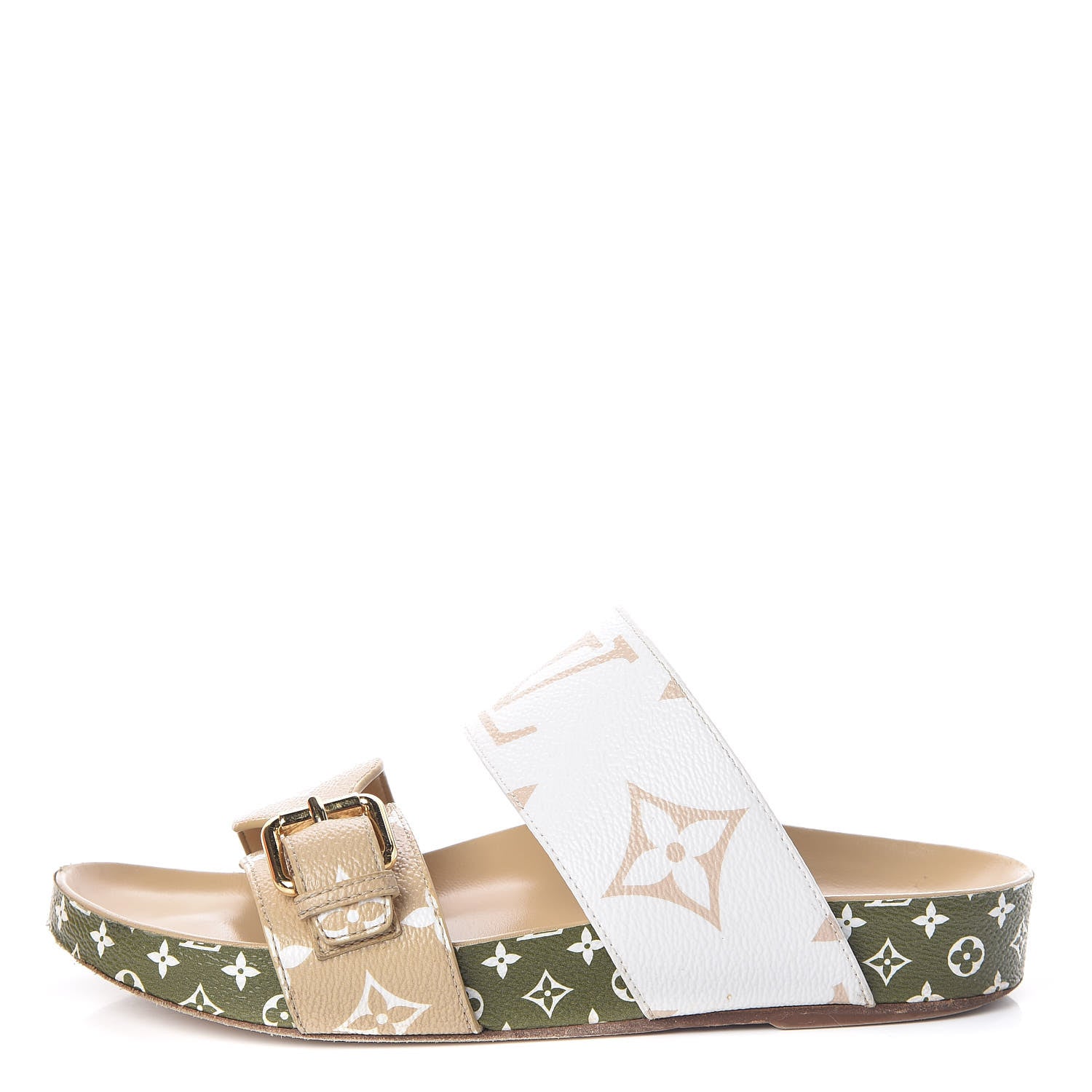 Louis Vuitton Monogram Giant Bom Dia Flat Mule Sandals 36.5 White Moka 1 of 11