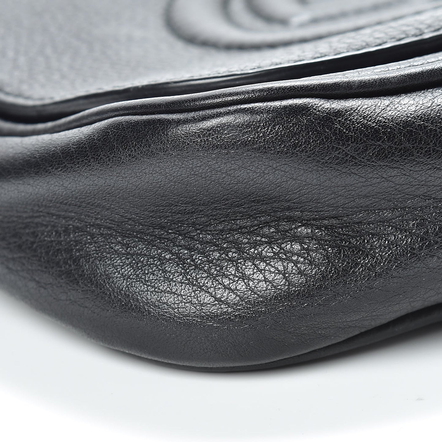Pebbled Calfskin Small Soho Flap Crossbody Black