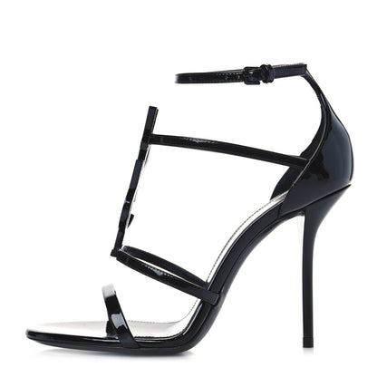 Saint Laurent Patent Calfskin Cassandra 100 Sandals 36 Black 1 of 10