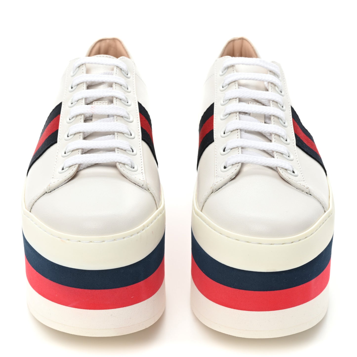Calfskin Peggy Platform Sneakers 37 White