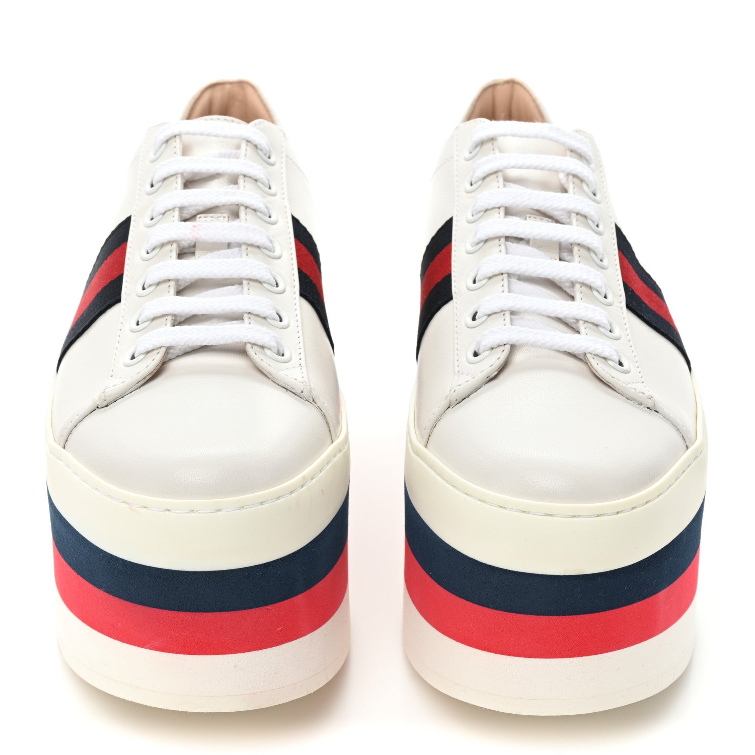 Gucci Calfskin Peggy Platform Sneakers 37 White 2 of 13