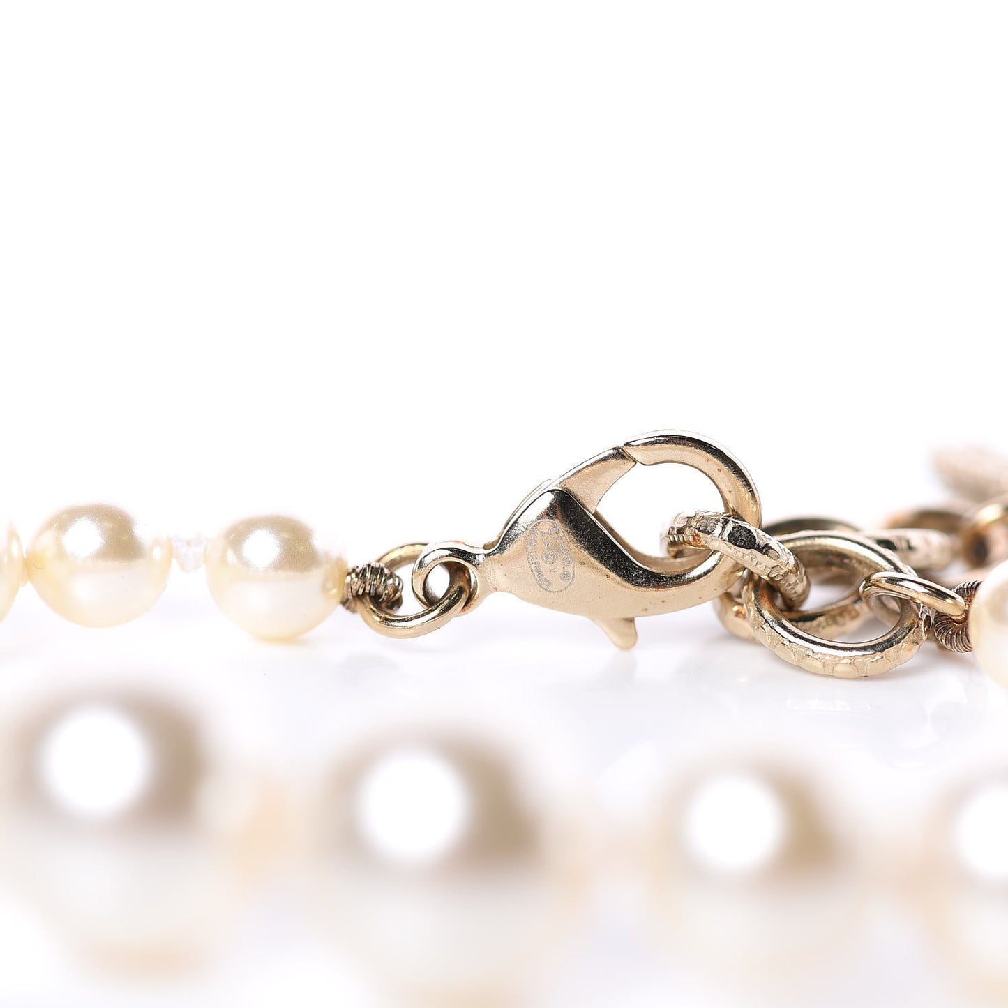 Pearl Crystal CC Bracelet Gold