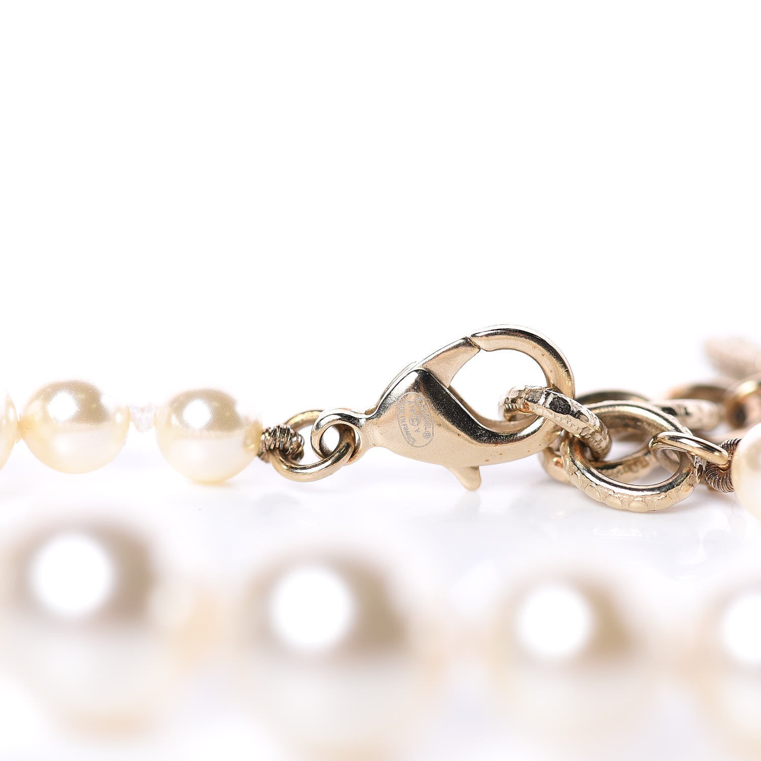 Chanel Pearl Crystal CC Bracelet Gold 4 of 5