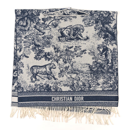 Christian Dior Cashmere Toile De Jouy Poncho Grey 1 of 3