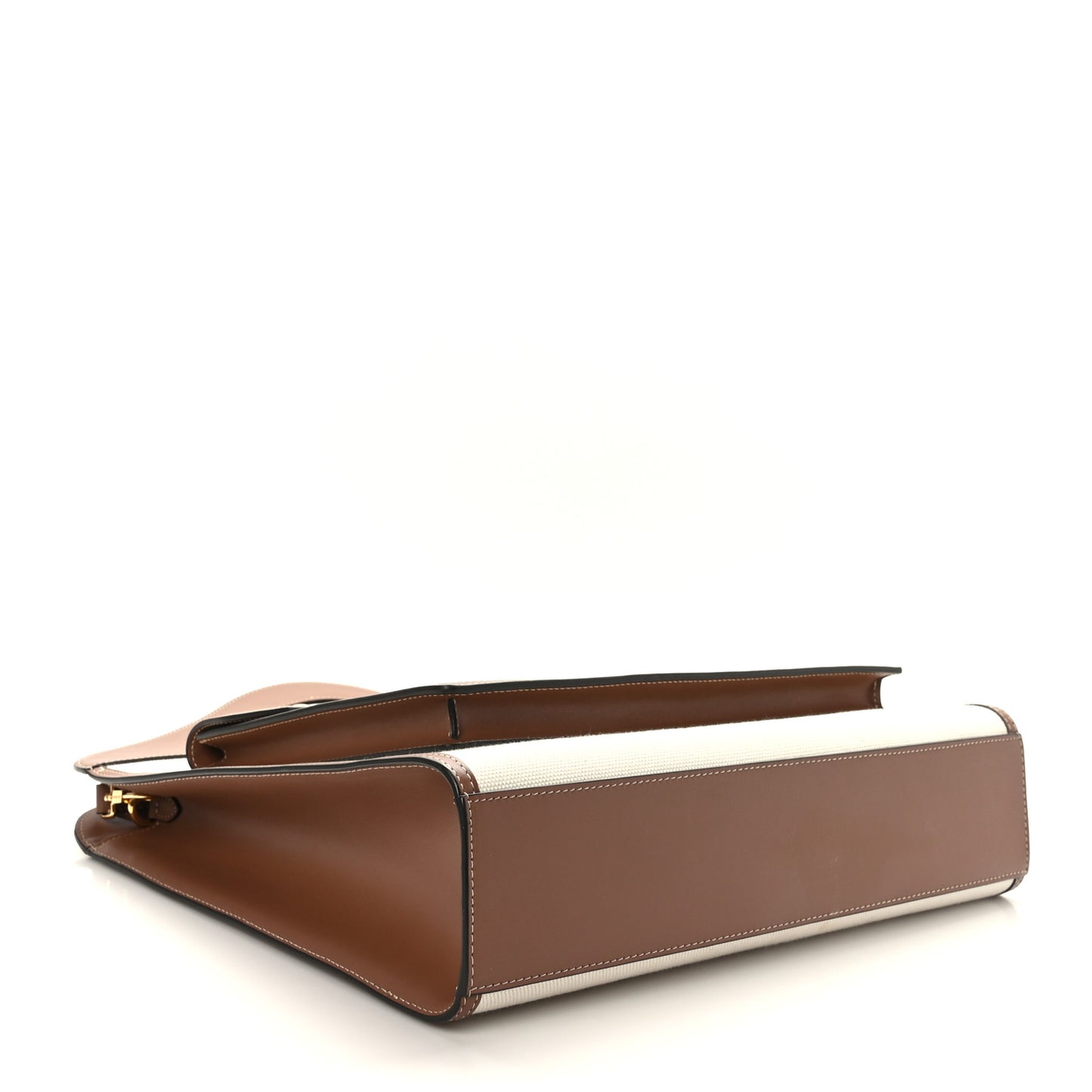 Canvas Smooth Calfskin Two Tone Medium Pocket Bag Natural Malt Brown