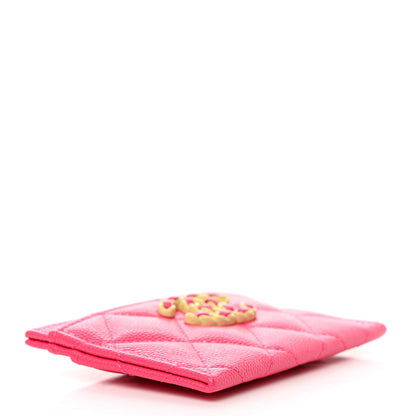 Chanel Caviar Quilted Chanel 19 Card Holder Dark Pink 4 of 9