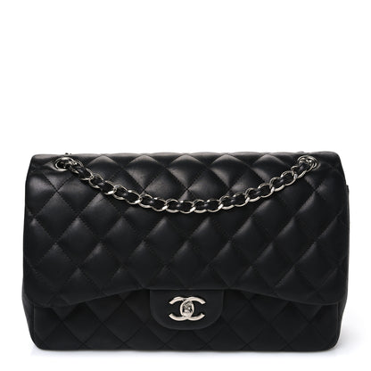 Chanel Lambskin Quilted Jumbo Double Flap Black 1 of 10