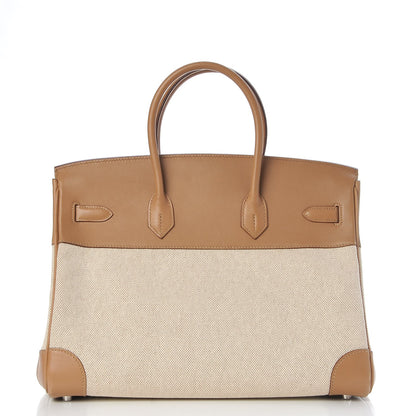 Hermes Swift Toile Birkin 35 Biscuit 3 of 38