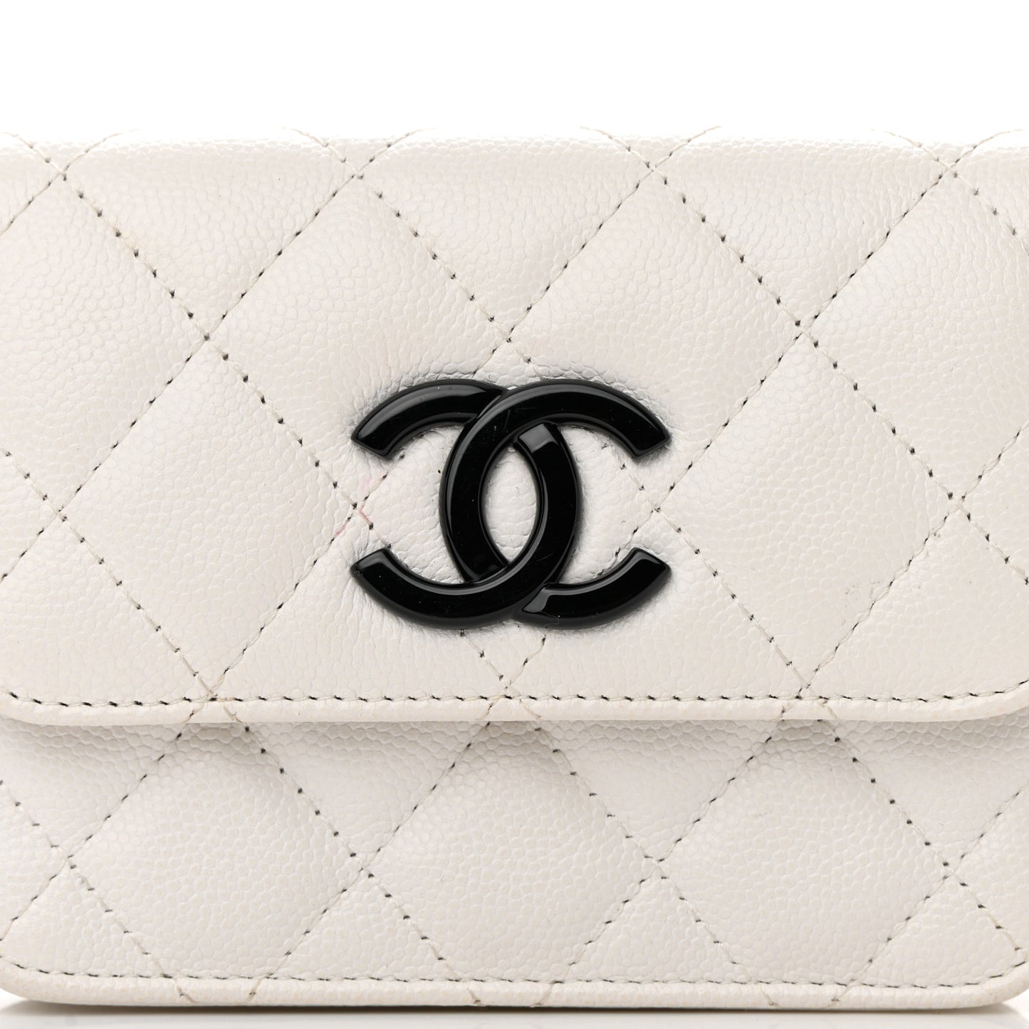Caviar Quilted My Everything Belt Flap Card Holder White