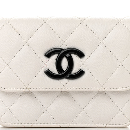 Chanel Caviar Quilted My Everything Belt Flap Card Holder White 9 of 16
