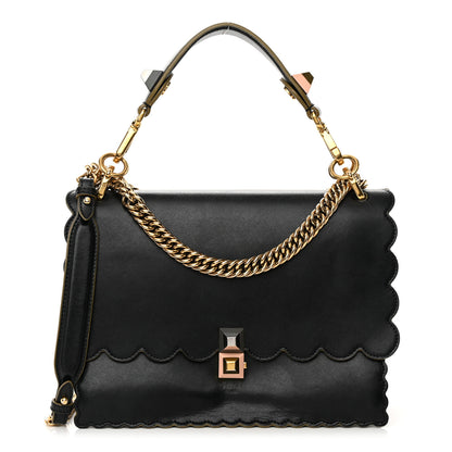 Fendi Vitello Liberty Scalloped Studded Kan I Shoulder Bag Black 1 of 18